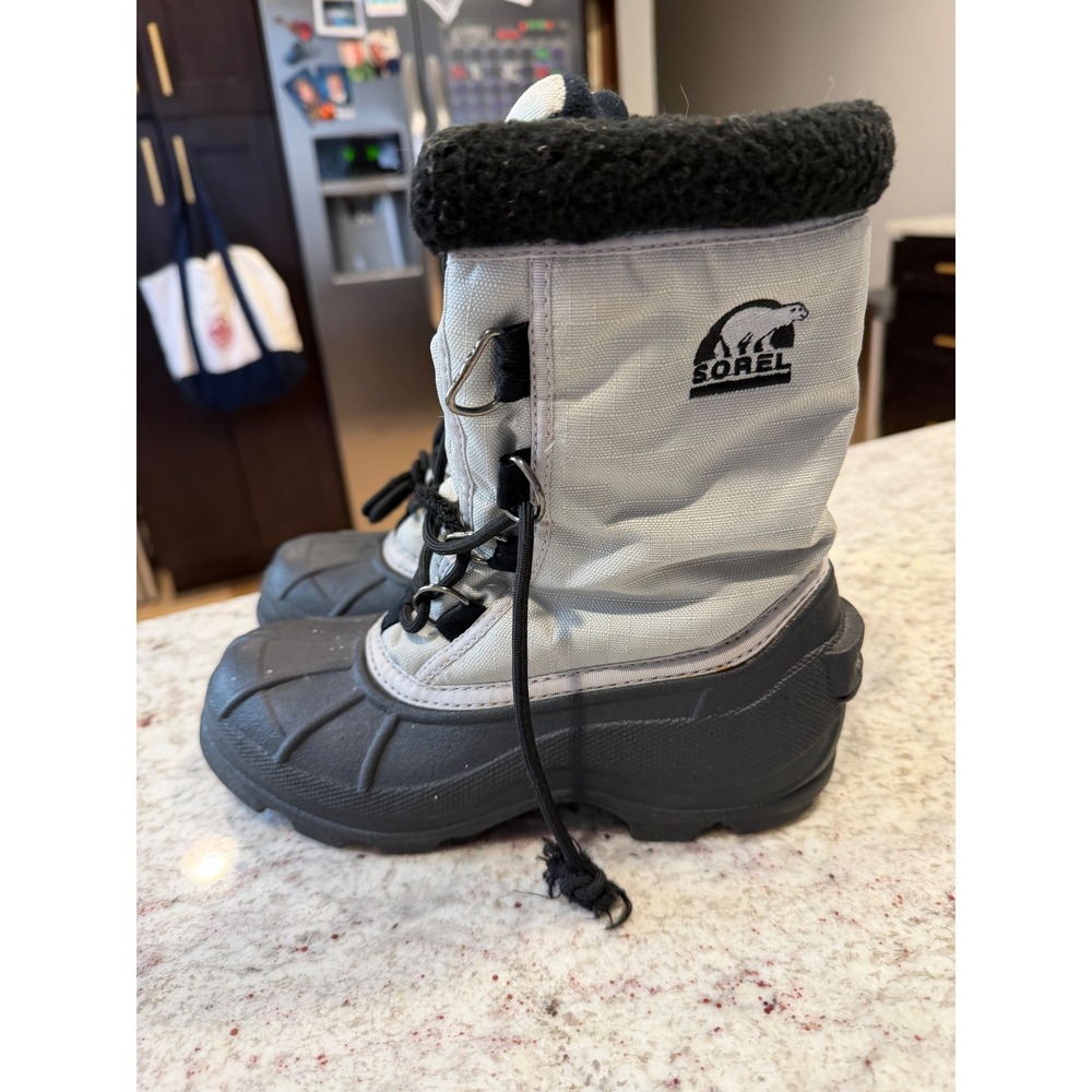 Sorel Cumberland Snow Boots Women's Size 6 Youth 4 Gray Black Thinsulate Winter